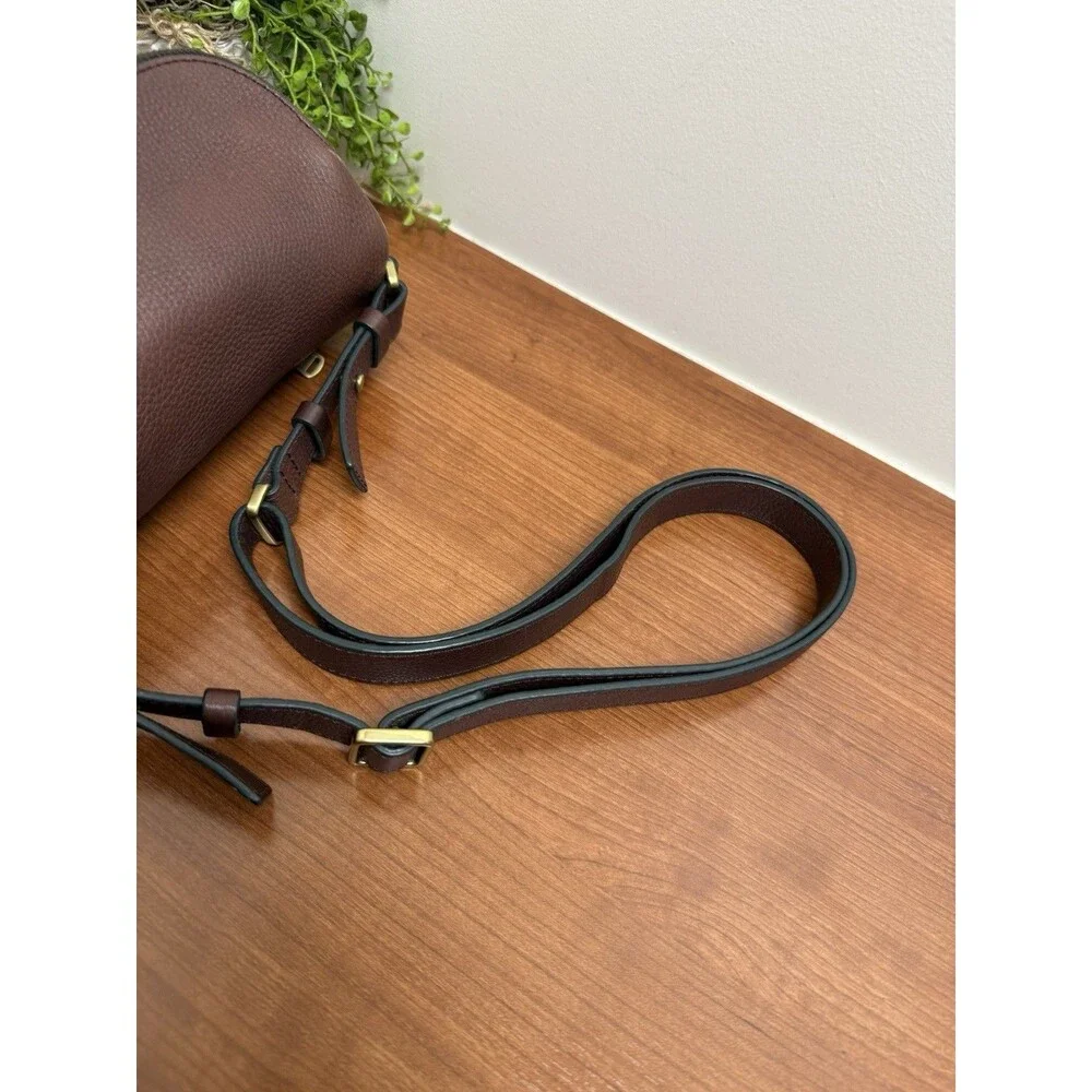 FOSSIL Preston Brown Leather Pocket Flap Expandable Crossbody Shoulder Bag EUC